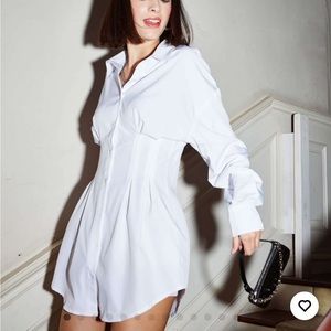 Cider Corset Fitted White Button Down Shirt
